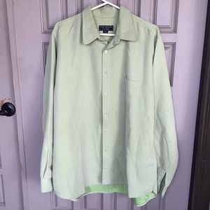 Ted Baker London Dress Shirt Men's Sz5 Lt Green Collar Buttons Pre-Owned